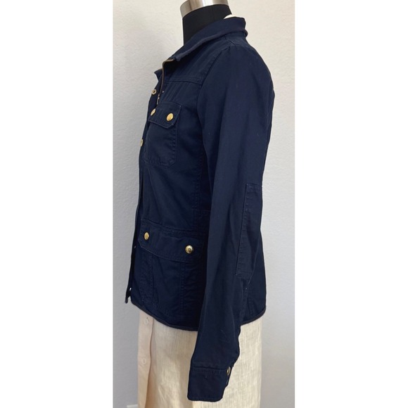 J‎ Crew Relaxed Boyfriend Field Jacket  XS Navy Blue Gold Buttons Downtown Cargo - Picture 6 of 14